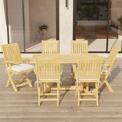 70048 Nevis Barbuda teak Dining Set angled side view in white background