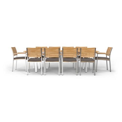 70055 Vogue 11 piece Dining Set with Vogue Rectangular Table and 10 Dining Armchairs with optional seat cushions in side view on white background 