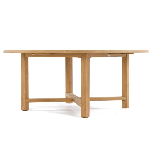 70238 Buckingham Horizon teak 72 inch diameter dining table side profile on white background