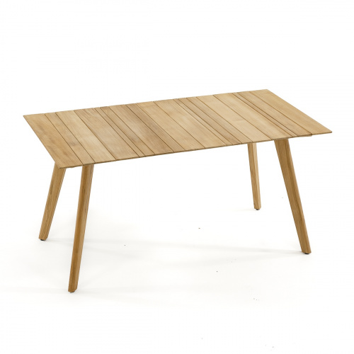 15917 Surf Teak 5 ft Dining Table angled aerial view on white background