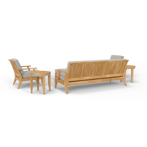 70871 Laguna 7 pc 84 inch Conversation Set of Laguna 84 inch Sofa and 2 Lounge Chairs and 2 Side Tables and Ottomans in angled back view on white background 