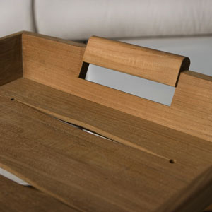 17440TO Butler teak Serving Tray closeup of handle