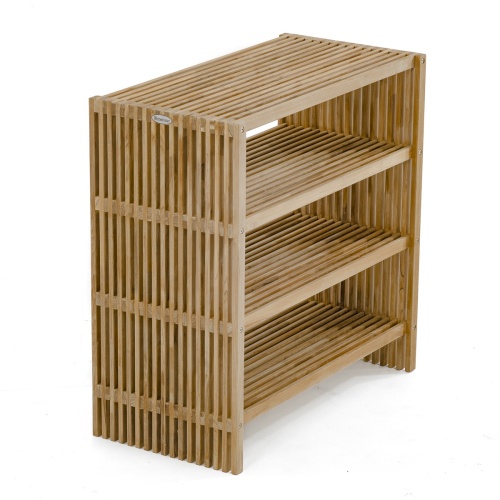 18220 Teak Storage Shelf angled view on white background