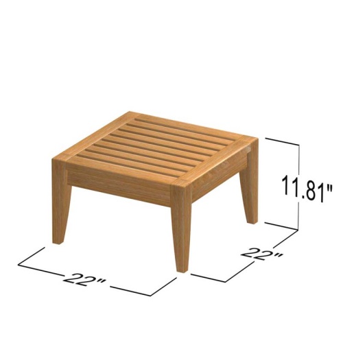 18652 Laguna Ottoman teak frame showing autocad on white background