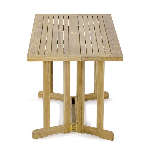 15663S Nevis Folding Dining Table in end view on white background