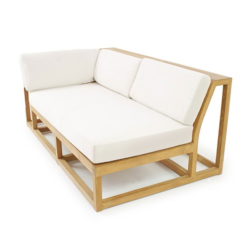 13800 Maya Teak Right Side Sectional with canvas colored cushions in side view on white background