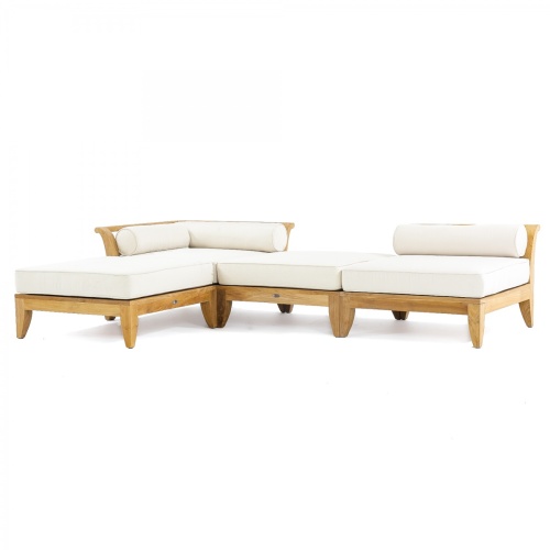 70281 Aman Dais 4 pc Lounge Sofa Set with canvas colored cushion side angle view on a white background