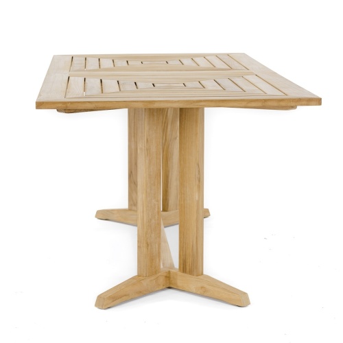 15816 Pyramid Teak 6 ft Rectangular Dining Table angled end view on white background