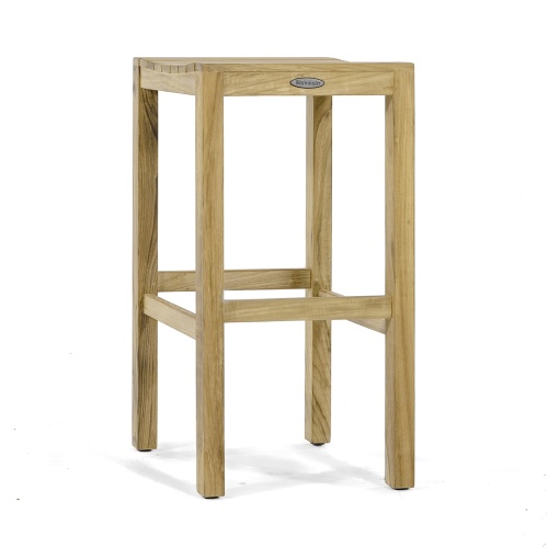 70533 Somerset Laguna teak backless barstool angled view on white background