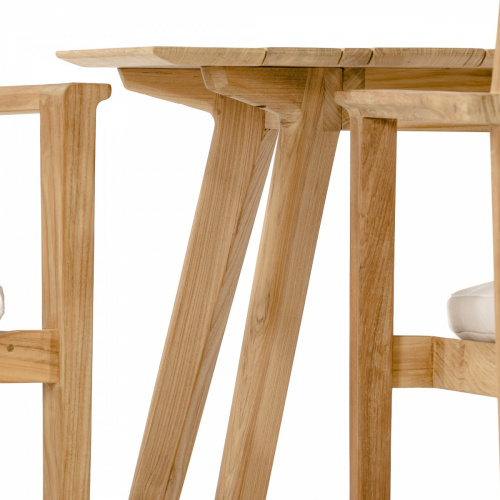 70562 Surf Barbuda teak rectangular dining table closeup view of table top side and legs on white background