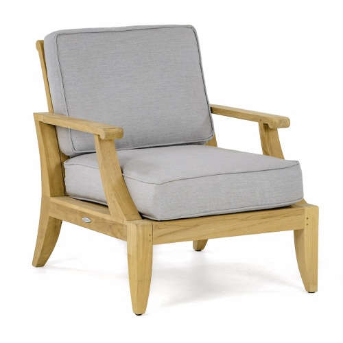 12152 Laguna Lounge Chair Teak Frame with cushions angled on a white background