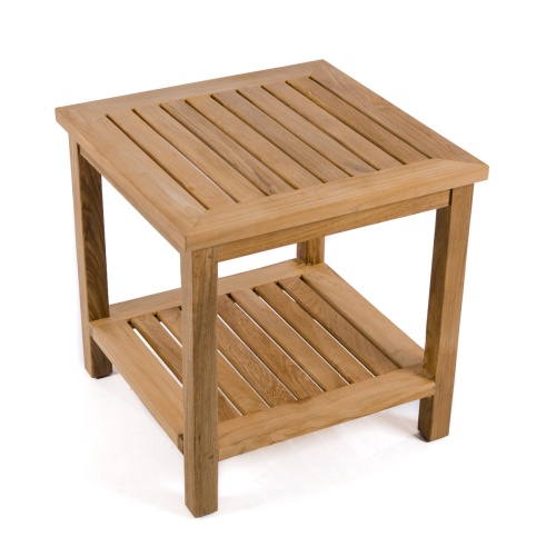 70777 veranda teak end table angled top view on white background