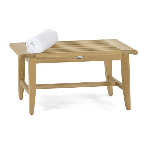 13068 Laguna teak 3 foot long Backless Bench angled on white background
