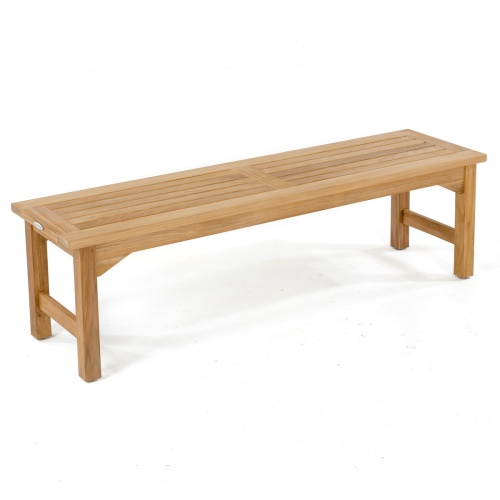 13929 Veranda teak 5 foot long Backless Bench angled view on white background