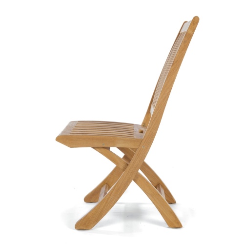 70026 Buckingham Barbuda teak folding side chair front side view on white background