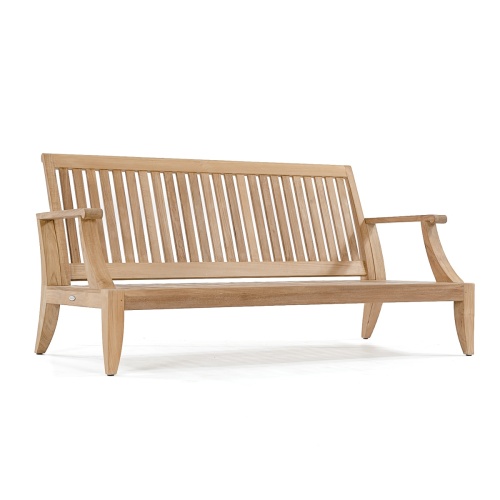 13152 Laguna 66 inch Sofa teak frame in side angled view on white background