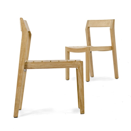 11901 Horizon Teak Side Chair showing 2 in side profile and front angled views on white background