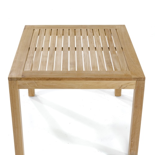 15005 Vogue teak 36 inch square dining table top angled view on white background
