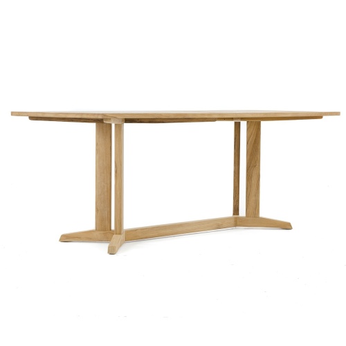 15816 Pyramid Teak 6 ft Rectangular Dining Table side angled view on white background