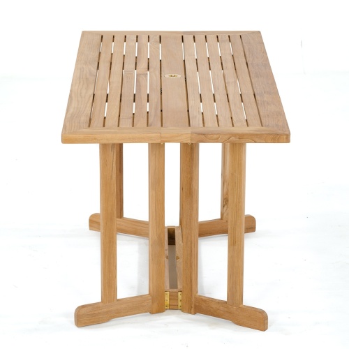 70476 Odyssey 5 foot rectangular teak folding dining table end view on white background