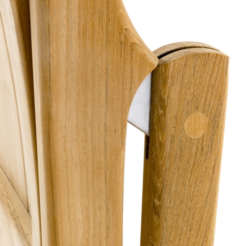 70677 surf teak folding chair showing closeup folding mechanism on white background