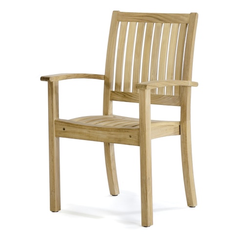 12196 Sussex Teak Stacking Armchair angled front view on white background