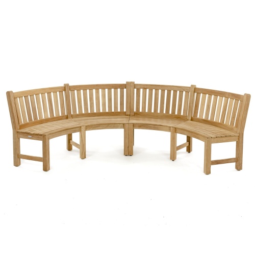 70862 Buckingham teak 6ft curved bench set of 2 together on white background