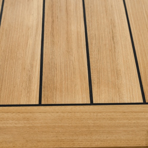 17105 Alicante teak Trolley Cart showing sikaflex sealant between teak slats of table top