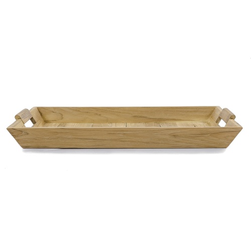 17440 folding teak tray table top side view on white background