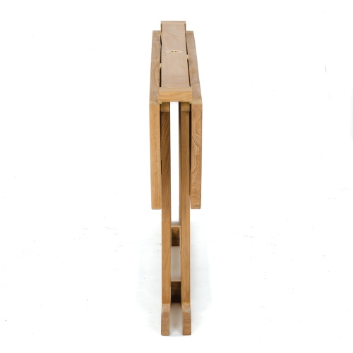 70061 Barbuda teak folding Picnic Table end view with both leaves down on white background