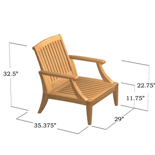 12152DP Laguna Teak Lounge Chair Frame showing autocad of angled side view on white background