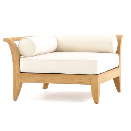  70282 Aman Dais Corner Sectional with canvas colored bolsters and cushion front angle view on a white background