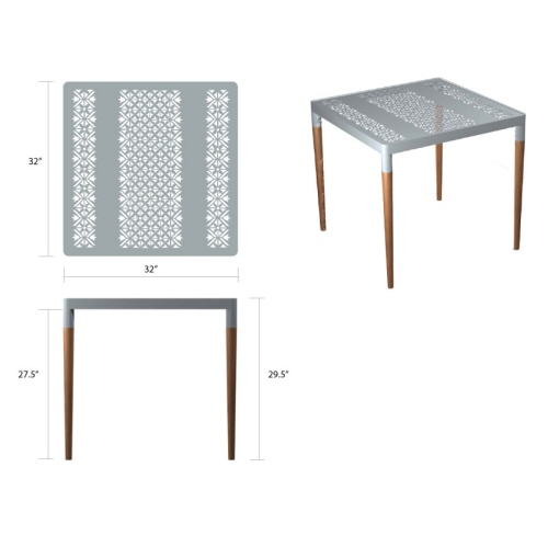 70420 Bloom 32 inch square dining table autocad on white background