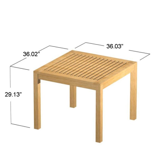 15005 Bistro Teak 36 inch Square Dining Table showing autocad on white background
