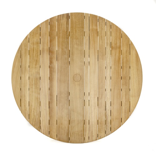 70519 Surf teak round 42 inch diameter dining table view of table top on white background