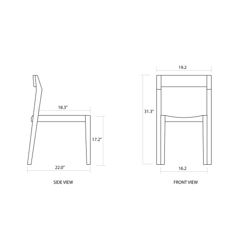 70588 Vogue Horizon teak side chair autocad on white background