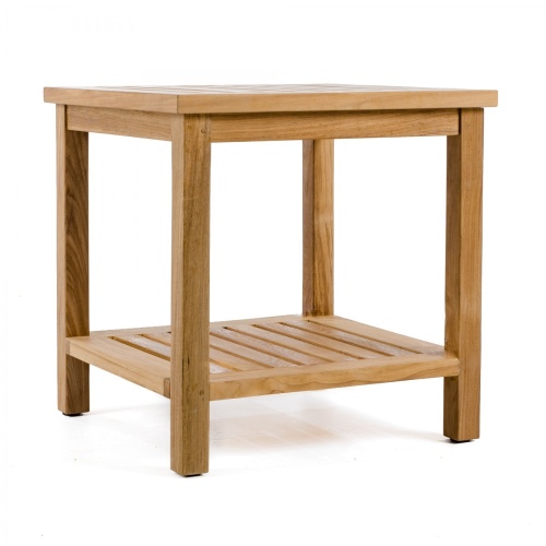 14107 Veranda Teak End Table angled view on white background