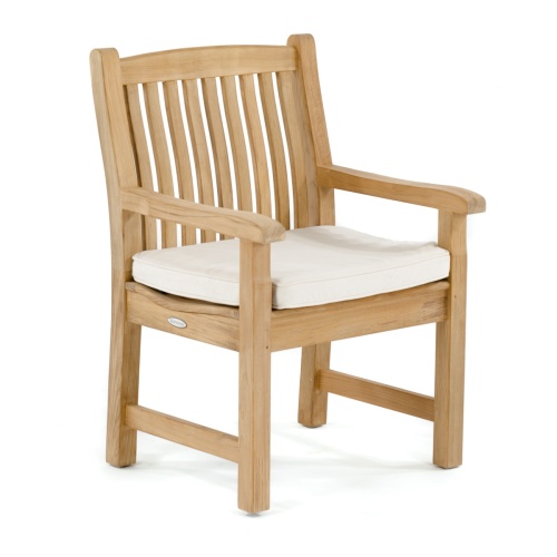 70815 Laguna Veranda teak dining armchair facing right front with optional canvas cushion on white background