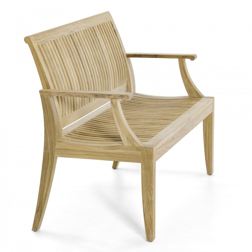 13810 Laguna 4 foot Teak Bench angled side view on white background