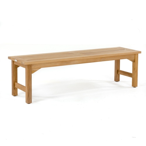 13929 Veranda teak 5 foot long Backless Bench angled view on white background