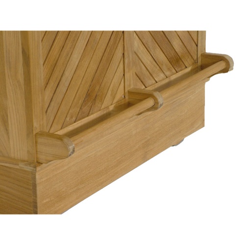 17112 Somerset teak Bar closeup view of bottom foot rest pole on white background