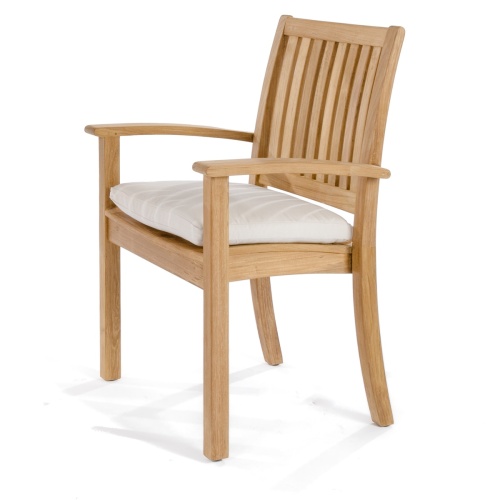 12196 Sussex Teak Chair angled view with optional canvas color cushion on white background