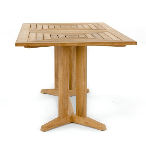 15816 Pyramid Teak 6 ft Table in end view on white background