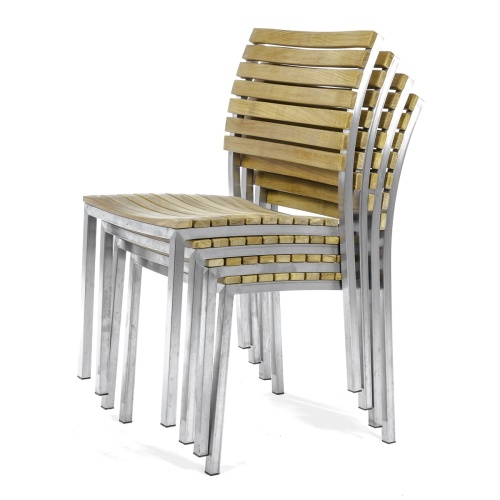 21007 Vogue Side Chair stacked 4 high in side angled view on white background