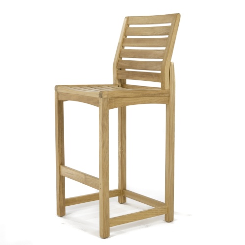 70663 Somerset teak bar stool front facing left side view on white background