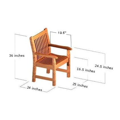 70815 Laguna Veranda teak dining armchair autocad on white background