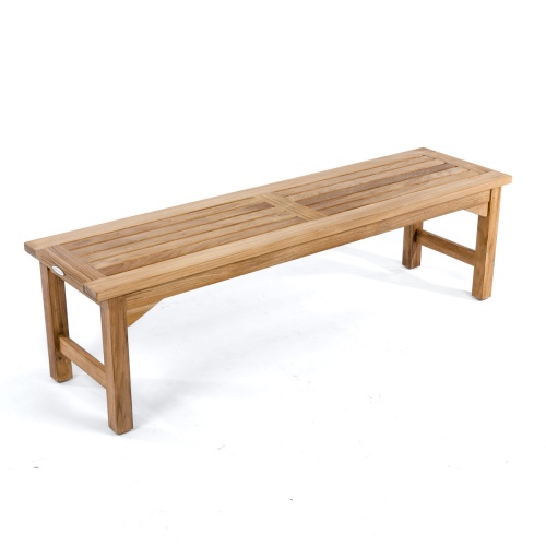 70061 Barbuda teak backless bench angled aerial view on white background