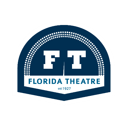 A blue and white logo of Florida Theatre