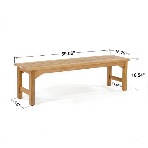 5 ft Teak Backless Bench - Picture M