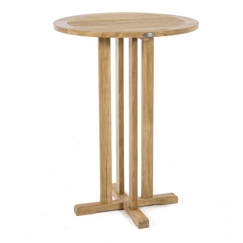 Refurbished 30 inch Round Teak Bar Table - Picture A